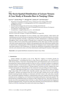 The Socio-Spatial Distribution of Leisure Venues: a Case Study of Karaoke Bars in Nanjing, China