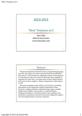ACCU 2015 “New” Features in C