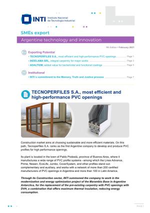 TECNOPERFILES S.A., Most Efficient and High-Performance PVC Openings