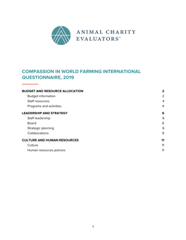 Compassion in World Farming International, 2019