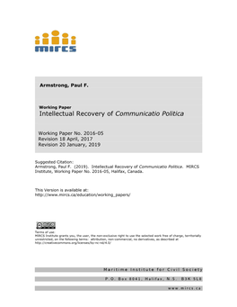 Intellectual Recovery of Communicatio Politica