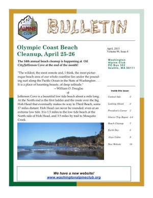 Olympic Coast Beach Cleanup, April 25-26