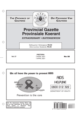 Provincial Gazette Provinsiale Koerant Extraordinary • Buitengewoon