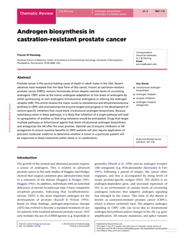 Androgen Biosynthesis in Castration-Resistant Prostate Cancer