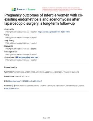 Pregnancy Outcomes of Infertile Women with Co- Existing Endometriosis and Adenomyosis After Laparoscopic Surgery: a Long-Term Follow-Up