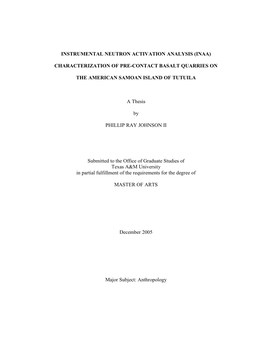 Instrumental Neutron Activation Analysis (Inaa)