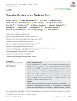 New Scientific Discoveries: Plants and Fungi