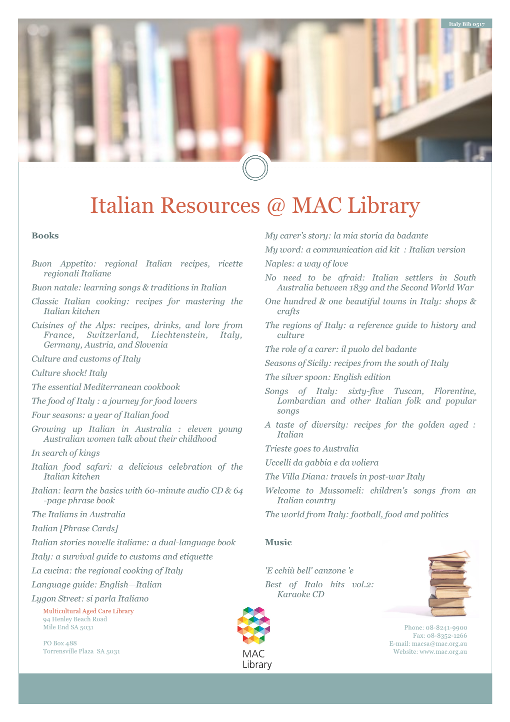 Italian Resources @ MAC Library