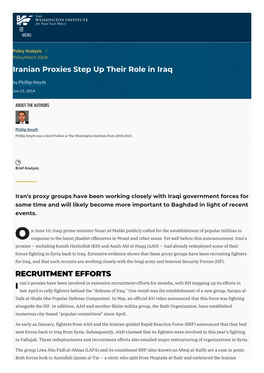 Iranian Proxies Step up Their Role in Iraq | the Washington Institute