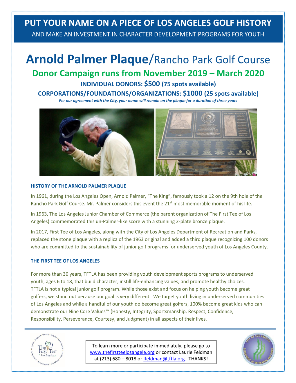 Arnold Palmer Plaque/Rancho Park Golf Course