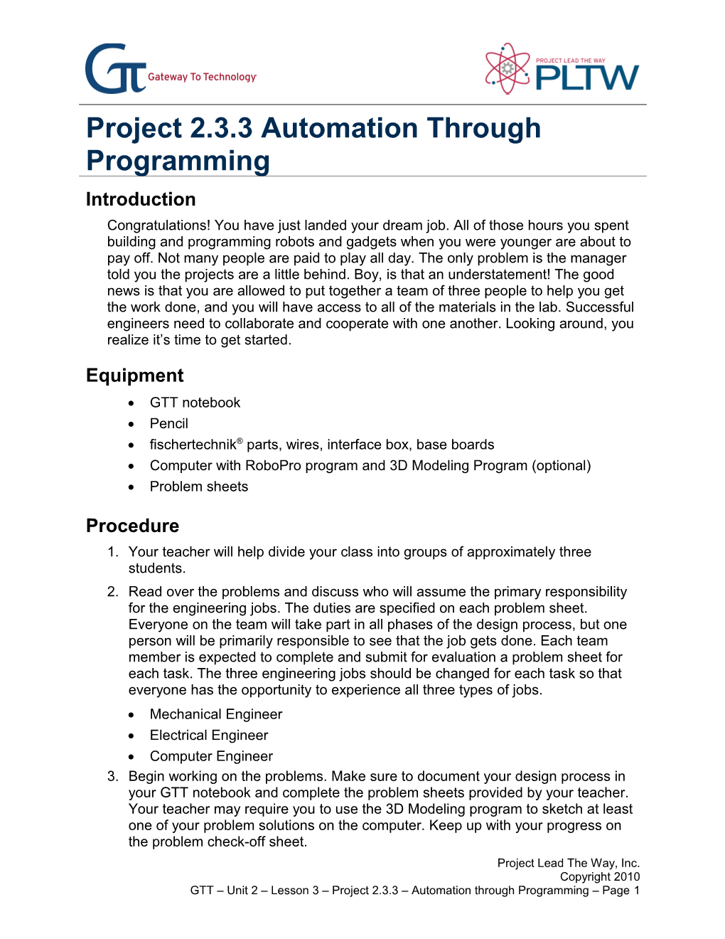 Project 2.3.3 Automation Through Programming