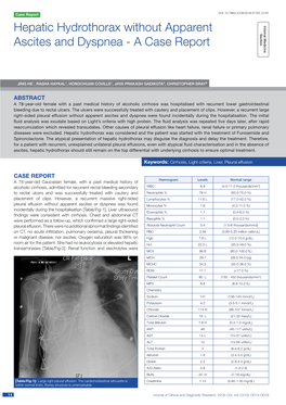 Hepatic Hydrothorax Without Apparent Ascites and Dyspnea - a Case Report