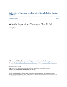 Why the Reparations Movement Should Fail Gregory Kane