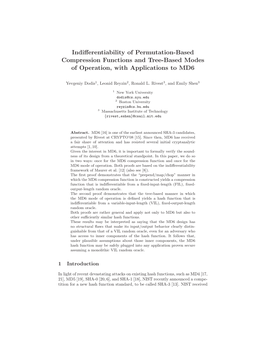 Indifferentiability of Permutation-Based Compression