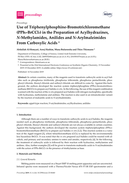 Use of Triphenylphosphine-Bromotrichloromethane (Pph3-Brccl3)