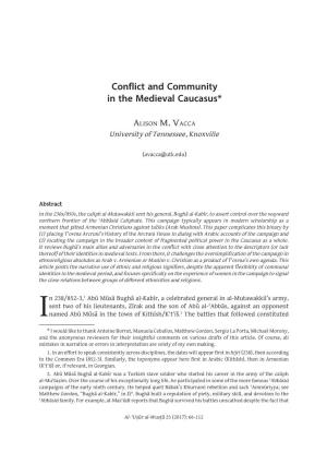 Conflict and Community in the Medieval Caucasus*