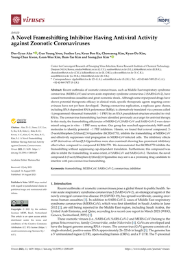 A Novel Frameshifting Inhibitor Having Antiviral Activity Against Zoonotic Coronaviruses