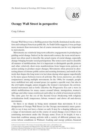 Occupy Wall Street in Perspective