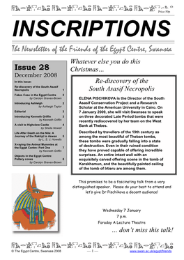 The Newsletter of the Friends of the Egypt Centre, Swansea