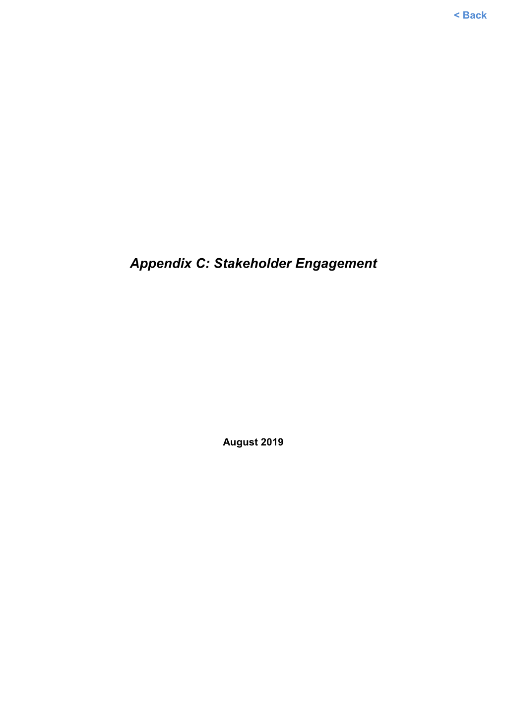 Appendix C: Stakeholder Engagement