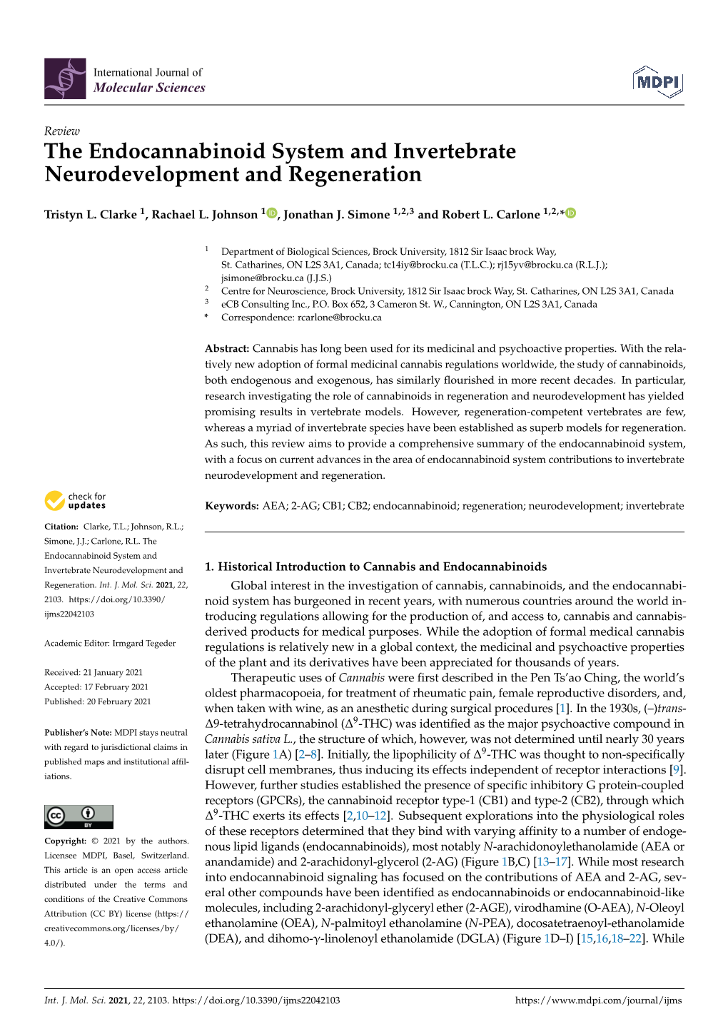 The Endocannabinoid System and Invertebrate Neurodevelopment and Regeneration