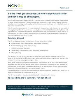 Non-24-Hour Sleep-Wake Disorder Fact Sheet for Family and Friends
