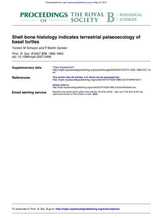 Basal Turtles Shell Bone Histology Indicates Terrestrial Palaeoecology Of