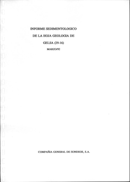 Informe Sedimientologico De La Hoja Geologia De Gelsa (29-16)