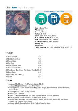 Cher Stars Mp3, Flac, Wma