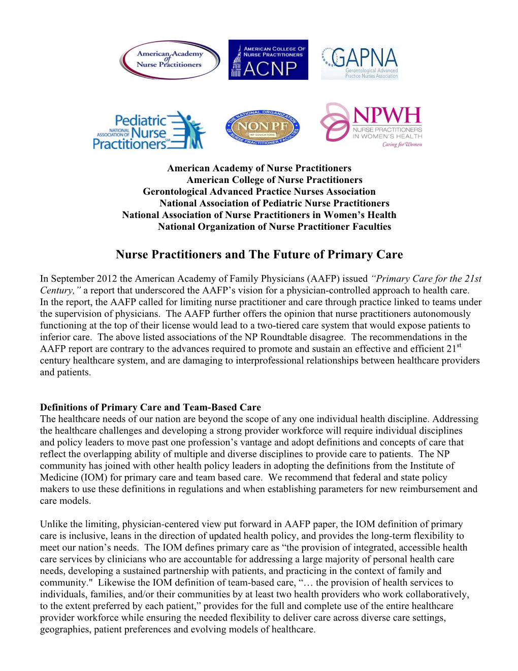 Nurse Practitioners and the Future of Primary Care