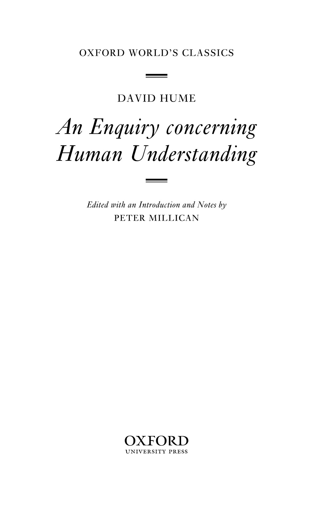 An Enquiry Concerning Human Understanding