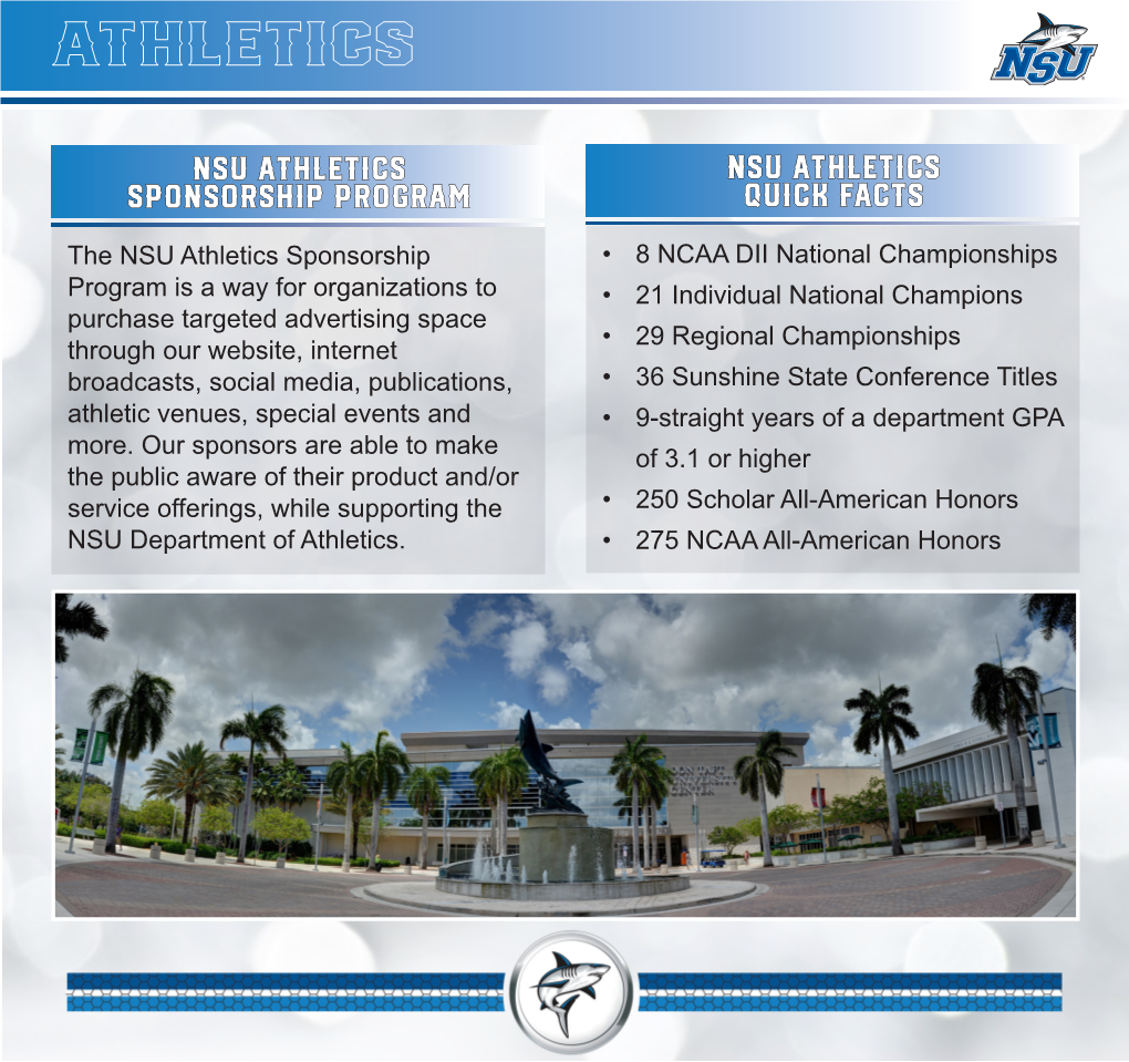 NSU ATHLETICS SPONSORSHIP PROGRAM Quick Facts