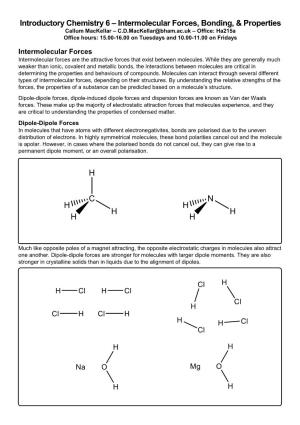 Intermolecular Forces, Bonding, & Properties
