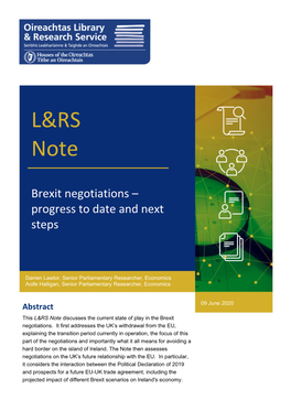 L&RS Note | Brexit Negotiations – Progress to Date and Next Steps