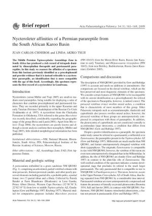 Brief Report Acta Palaeontologica Polonica 54 (1): 165–169, 2009
