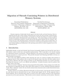 Migration of Threads Containing Pointers in Distributed Memory Systems