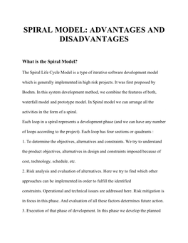 Spiral Model: Advantages and Disadvantages