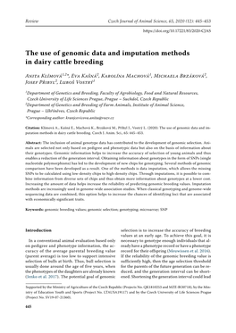 The Use of Genomic Data and Imputation Methods in Dairy Cattle Breeding