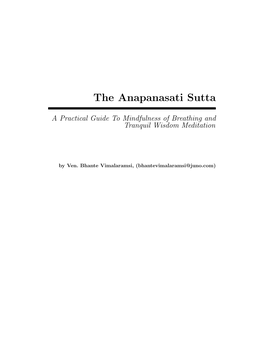 The Anapanasati Sutta