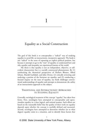 Equality As a Social Construction