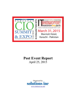 Post Event Report April 25, 2015