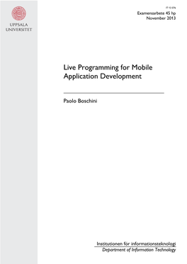 Live Programming for Mobile Application Development