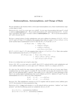 Endomorphisms, Automorphisms, and Change of Basis