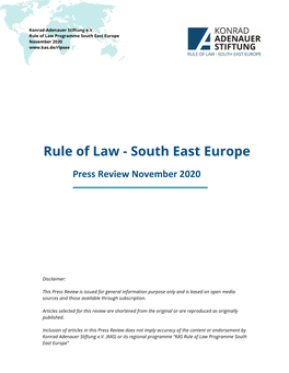 Rule of Law Programme South East Europe November 2020