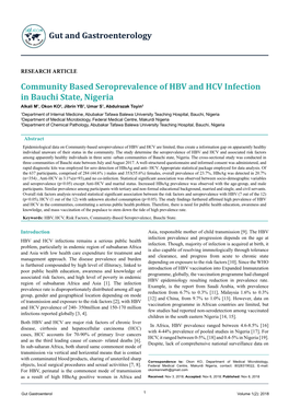 Community Based Seroprevalence of HBV and HCV Infection in Bauchi