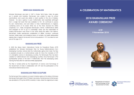 A Celebration of Mathematics 2018 Ramanujan Prize Award