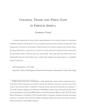 Colonial Trade and Price Gaps in French Africa
