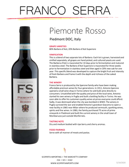 Piemonte Rosso Piedmont DOC, Italy