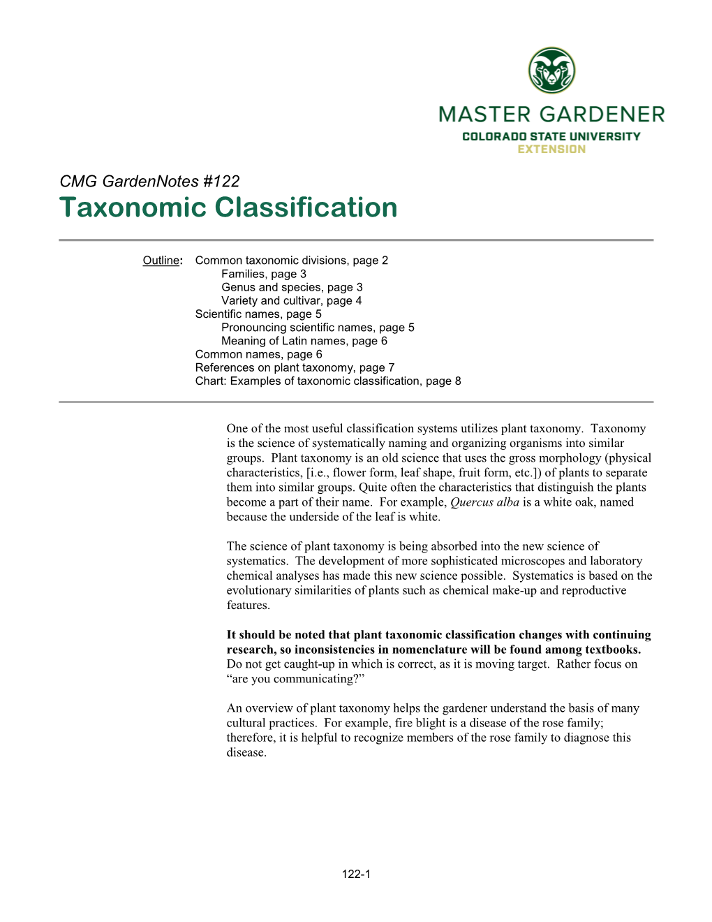 Taxonomic Classification