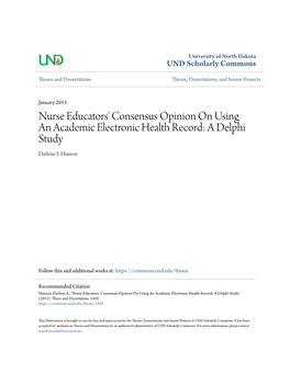 Nurse Educators' Consensus Opinion on Using an Academic Electronic Health Record: a Delphi Study Darlene S